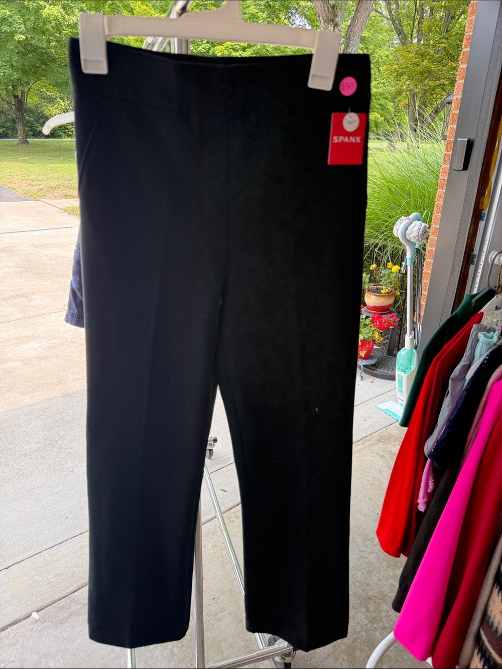 SPANX Black Cropped Straight-Leg Pull-On Pants